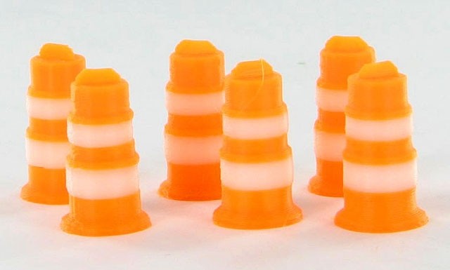 Traffic Barrels - 6 pack orange and white - ABS plastic - Made in the USA 
