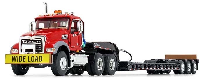 Mack Granite® MP and Talbert® Tri-Axle Lowboy-Red/Black