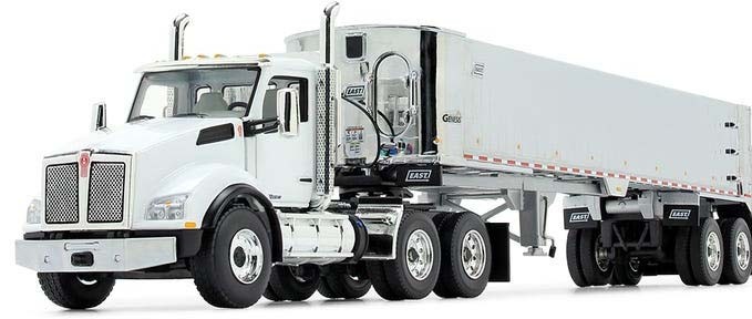 Kenworth T880 with East Genesis End Dump Trailer-White/Chrome