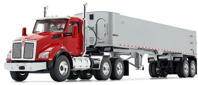 Kenworth T880 with East Genesis End Dump Trailer-Viper Red/Chrome