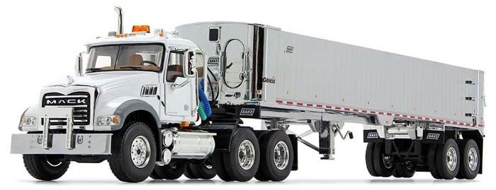 Mack Granite MP and East Genesis End Dump Trailer-White/Chrome