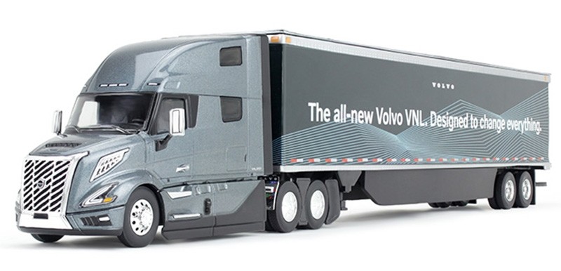 Volvo VNL860 High-Roof Sleeper and 53 Trailer with Skirts In Coastal Mist