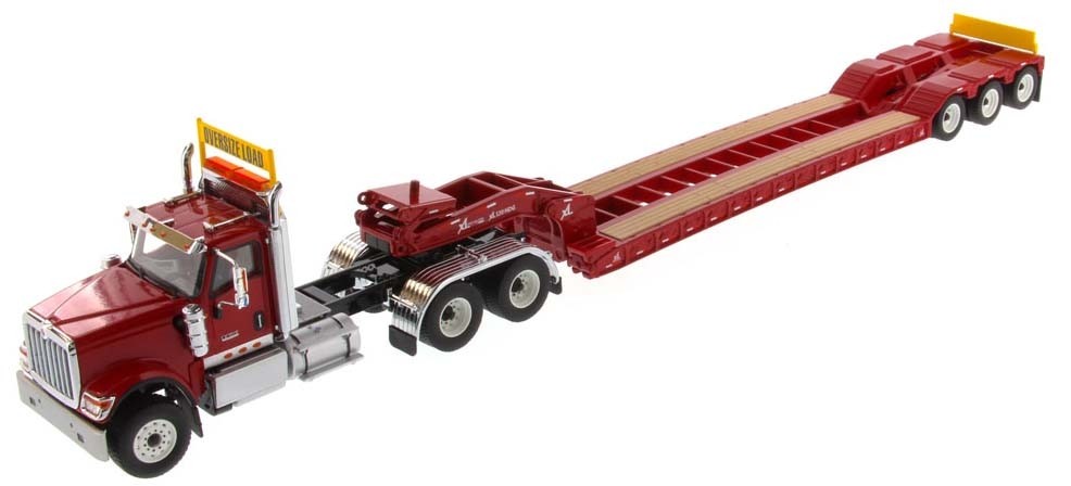 International HX520 Tandem Day Cab Tractor with XL 120 Lowboy Trailer in Red