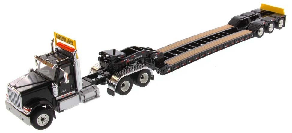 International HX520 Tandem Day Cab Tractor with XL 120 Lowboy Trailer in Black