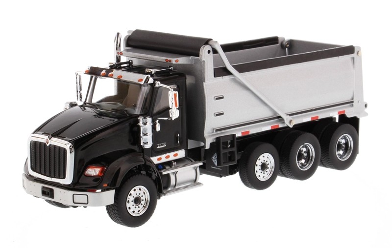 International HX620 Dump Truck in Black with Silver Grey Bed