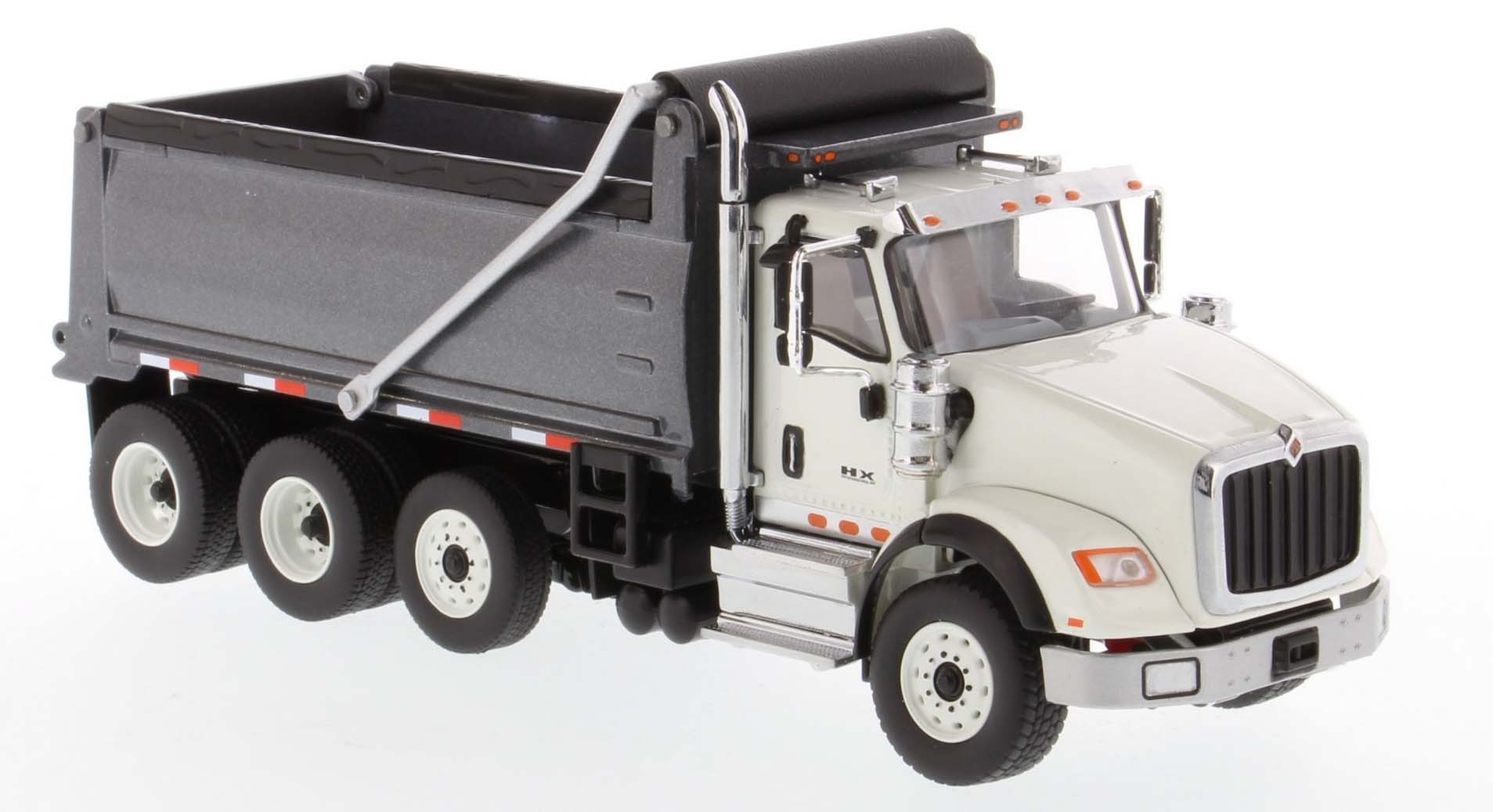 International HX620 Dump Truck in White with Gun Metal Grey Bed