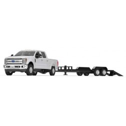 FORD F-250 SUPER DUTY PICKUPOXFORD WHITE WITH BLACK TANDEM-AXLE TRAILER