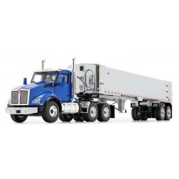 Kenworth T880 with East Genesis End Dump Trailer-Surf Blue/Chrome