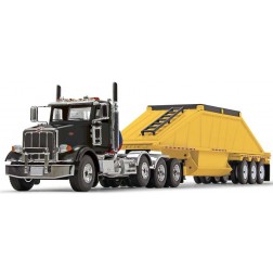 Peterbilt Model 367 Day Cab & Bottom Dump Trailer-black/Yellow