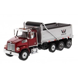 Western Star 4700 SF Dump Truck in Red with Silver Dump Body