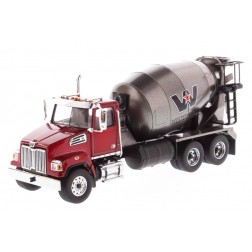 Western Star 4700 SF Concrete Mixer Truck in Red with Gun Metal Grey Drum