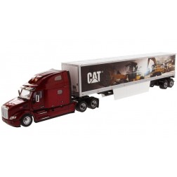 Peterbilt 579 Sleeper Cab in Red with Caterpillar Mural Dry Van Trailer - Transport Series